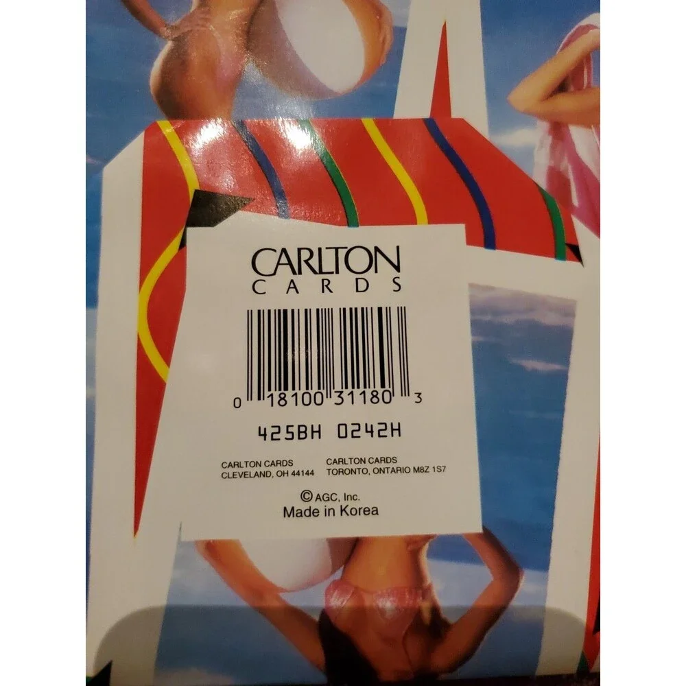 Vtg Gift Bag Swimsuit Model 90s Retro Beach Bikini Babe Pinup Girl Carlton Cards